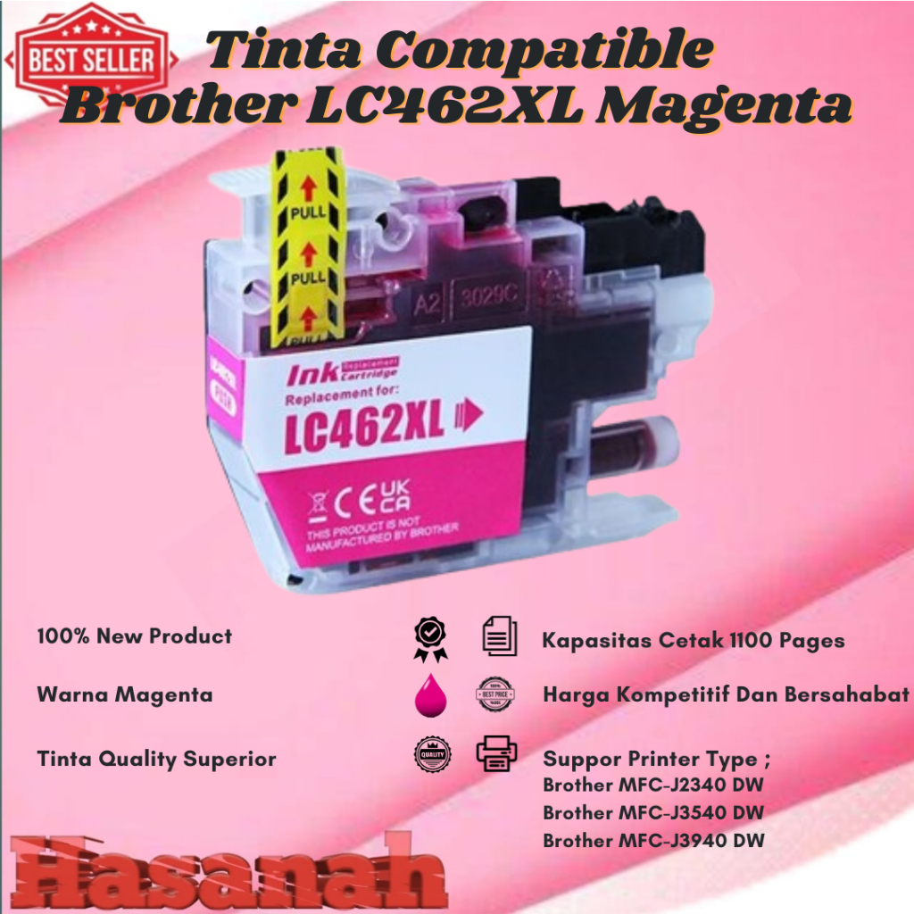 Tinta Catridge Compatible Brother LC462XL Magenta For Brother MFC-J2340 DW Brother, MFC-J3540 DW, Br