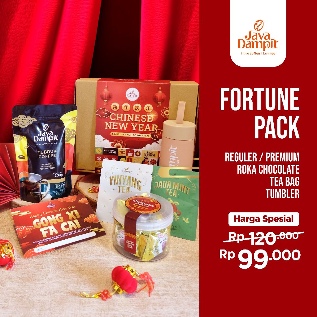 

HAMPERS FORTUNE PACK (Premium Coffee 200g, Reguler Coffee 250g, Chocolate, Tea Bag, Tumbler)