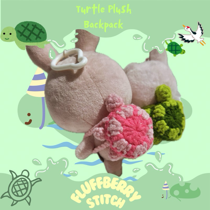 Turtle Plush Backpack / aksesoris rajut Doll Denimalz 10cm