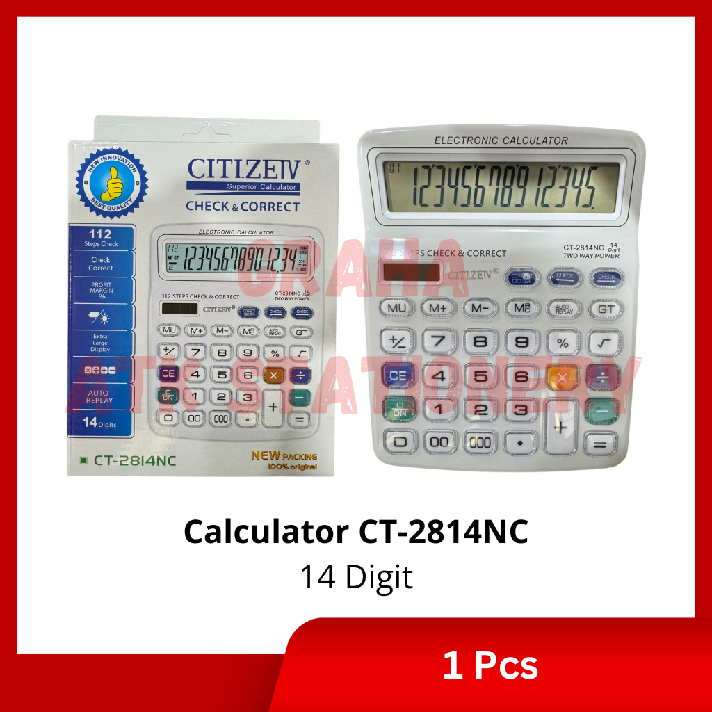 

[1 Pcs] Calculator Electronic 14 Digit CT-2814NC / Kalkulator Elektronik 14 Digit CT-2814NC