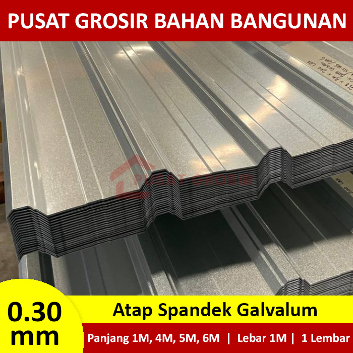 Atap Spandek 6 Meter Tebal 0.30mm Lebar 1 Meter Seng Spandek Galvalum Panjang 1 Meter 4 Meter 5 Mete