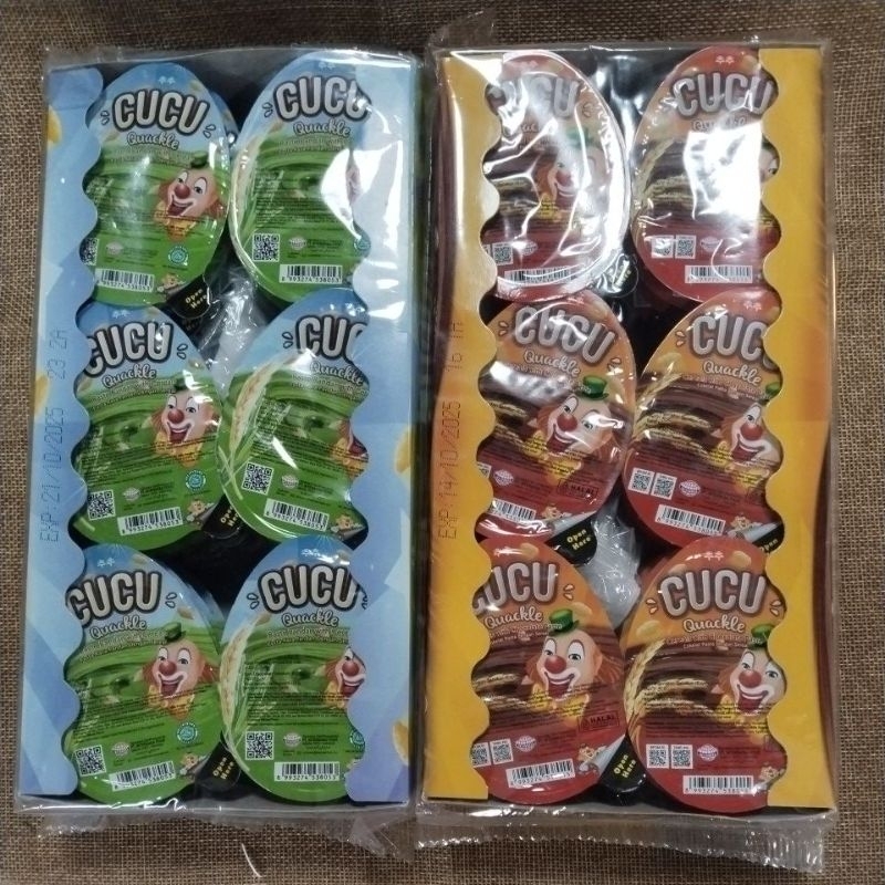 

Cucu Quackle 1 box isi 24 pcs berat bersih 15g.