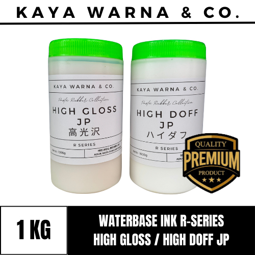

Tinta Sablon Waterbase Ink HIGH GLOSS/DOFF JP R-Series KAYA WARNA & CO. (1kg)