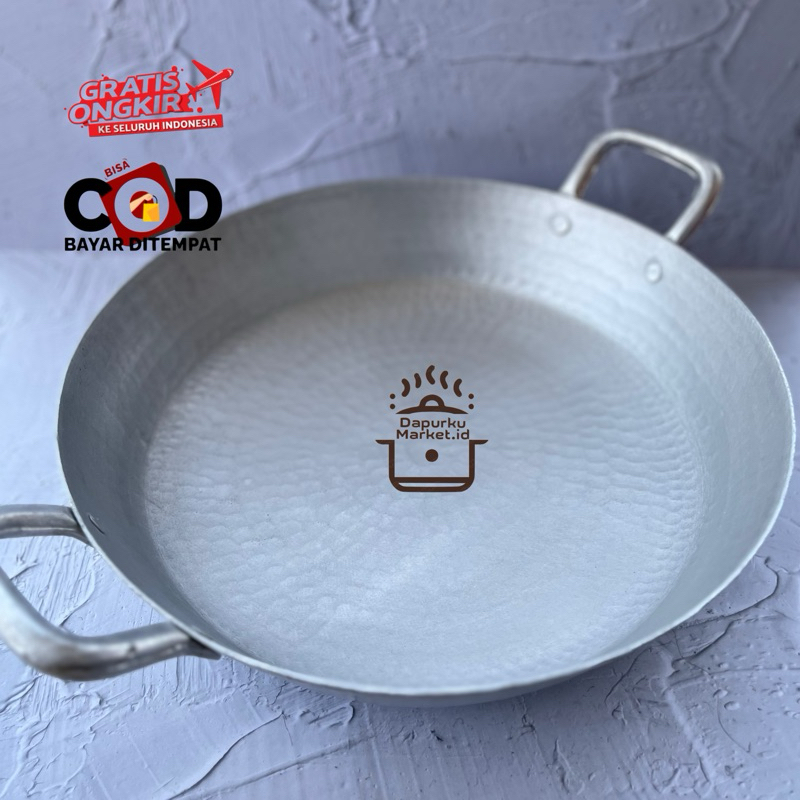 Wajan Datar Jumbo lebar 38cm| Kuali Penggorengan Alumunium Original 100% Garut