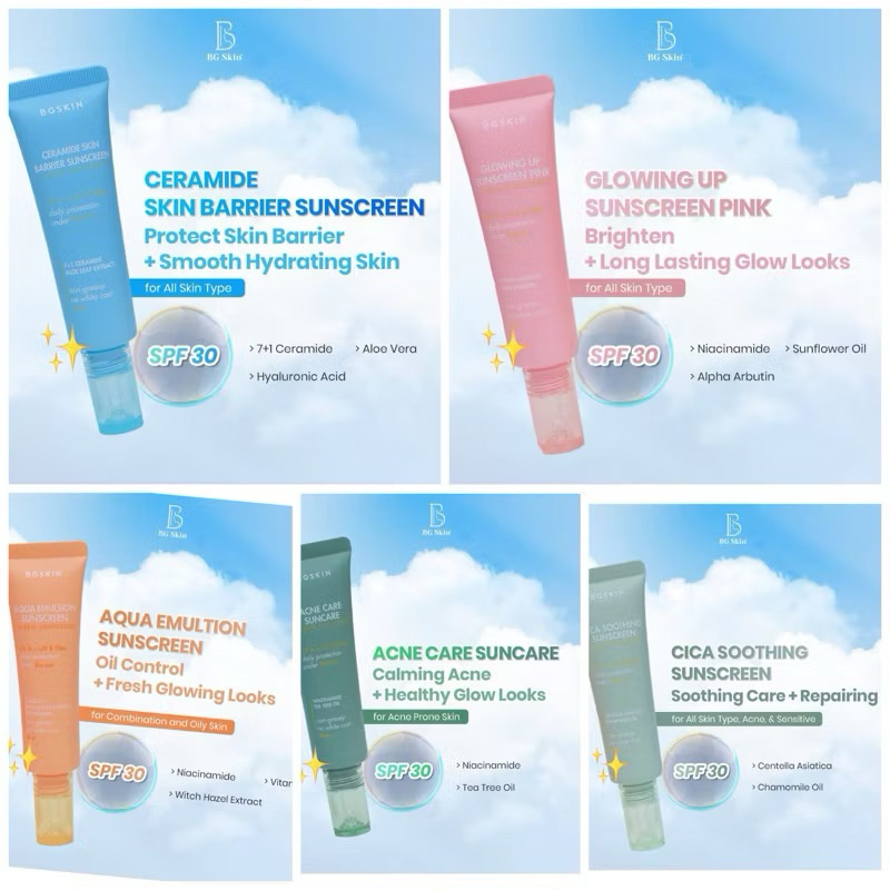 PROMO❗️SUNSCREEN BG SKIN / Glowing Up Sunscreen Pink / Ceramide Skin Barrier Sunscreen / Aqua Emulsi