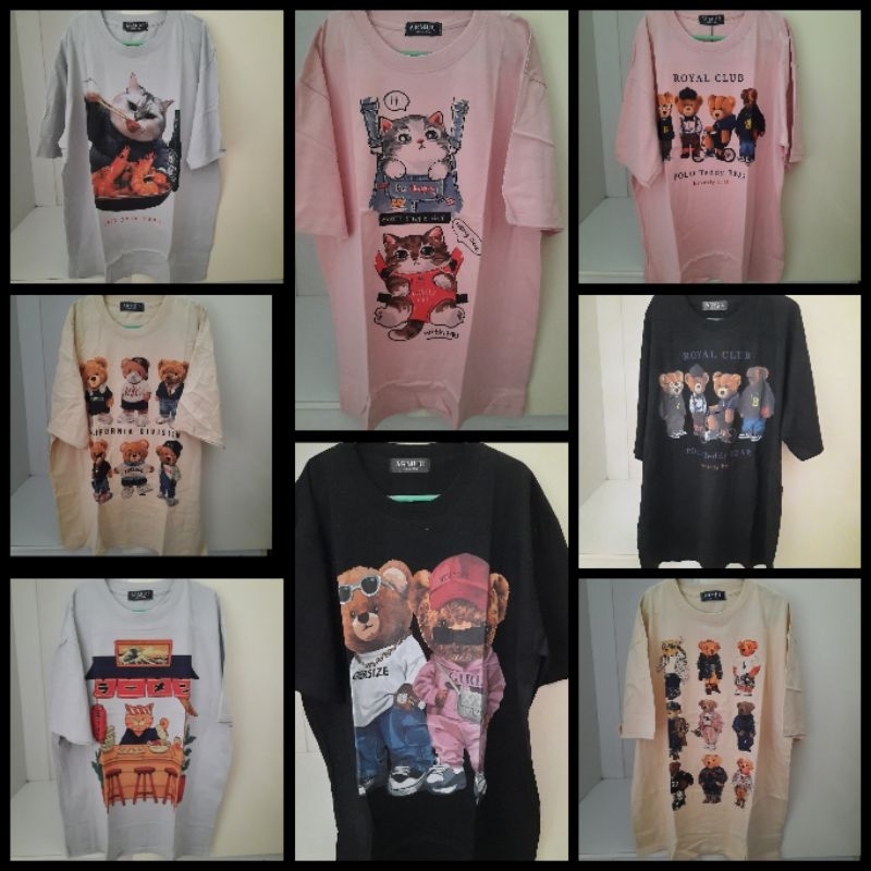 READY ORI NO SECOND Premium Import Armuu Tshirt Bear Cat Kaos Atasan Anak Dewasa Pria Wanita
