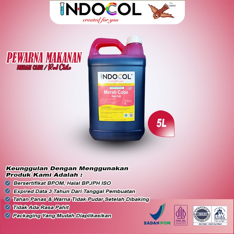 

INDOCOL PEWARNA CAIR MERAH CABE (5 LITER)
