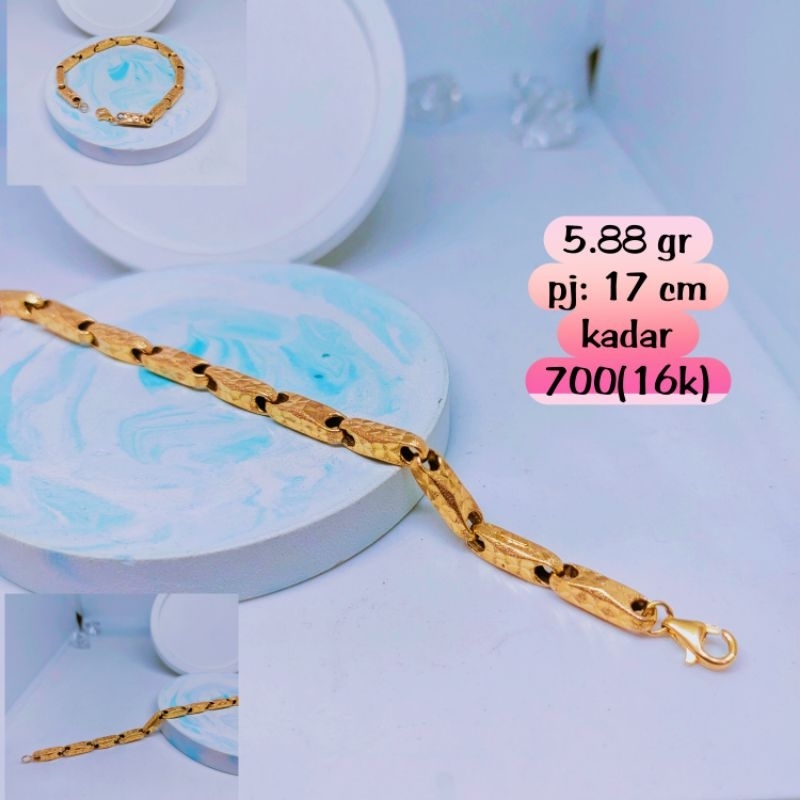 gelang emas model balok² ukir mas kadar 700(16k)
