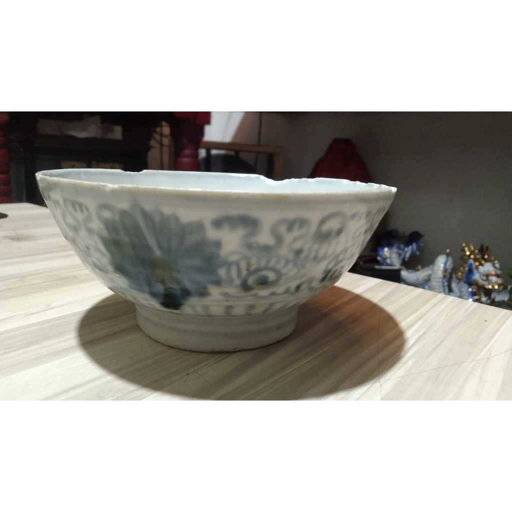 Mangkuk Keramik Temuan Laut Bunga Krisan Stempel China Tinggi 6,5cm Kuno Jadul Antik