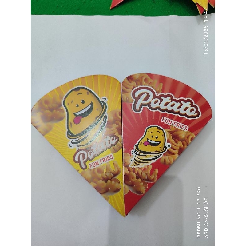 

Terbaru 3D box kentang Curly dus French fries potato Curly potato French fries