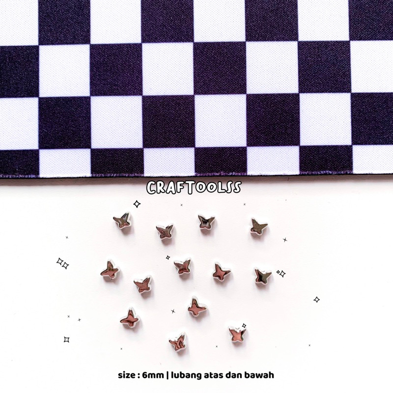 MANIK MOTE KUPU KUPU MINI SILVER CCB 6MM