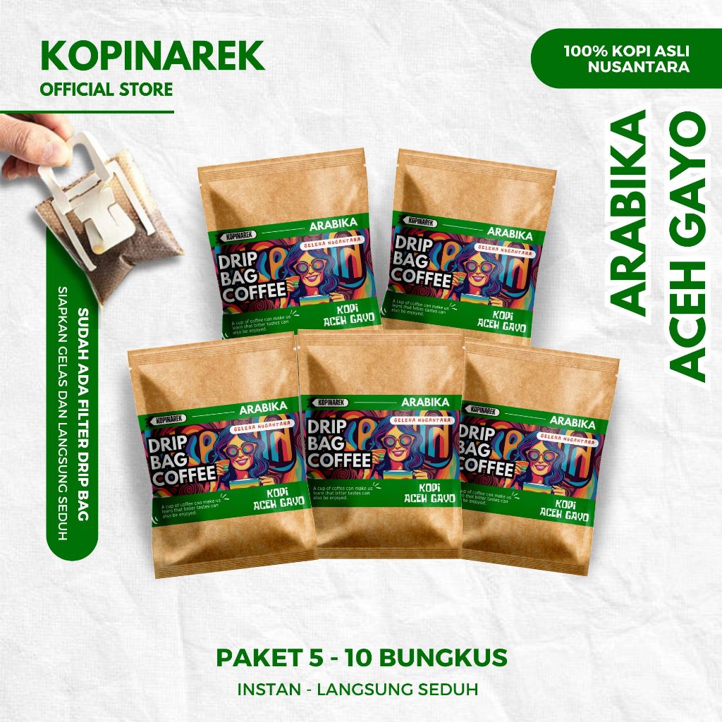 

Paket Kopi Dripbag Arabica ACEH GAYO Coffee Drip Bag Sachet Asli Bubuk Souvenir Pernikahan