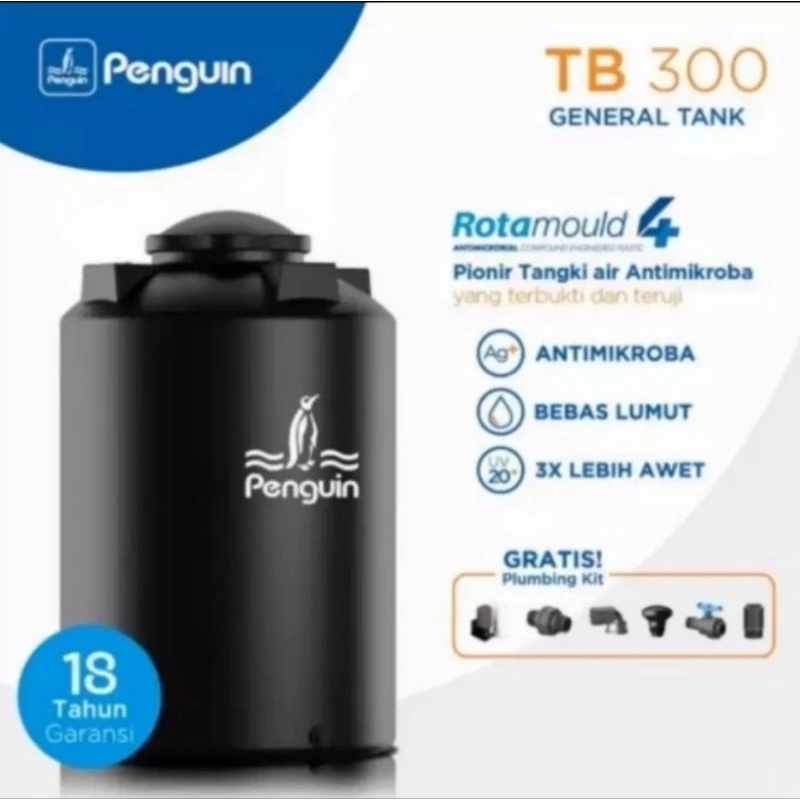 Tangki Air Polyethylene PENGUIN TB-300/3000 ltr Khusus Medan Free Ongk