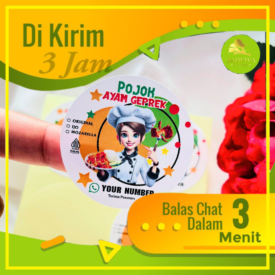 

Sadewa Cetak Stiker Bulat Custom Label Kemasan Ayam Geprek Sticker Produk Free Desain Murah 2-4