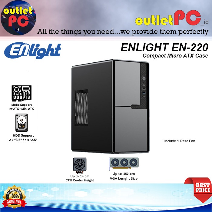 ENLIGHT CASING EN220 EN-220 EN 220 + PSU 300W mATX 300 Watt + 1 FAN CASE