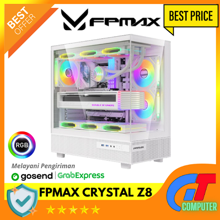 FPMAX Crystal Z8 - Casing PC ATX | CPU PC Case Gaming 3FAN RGB