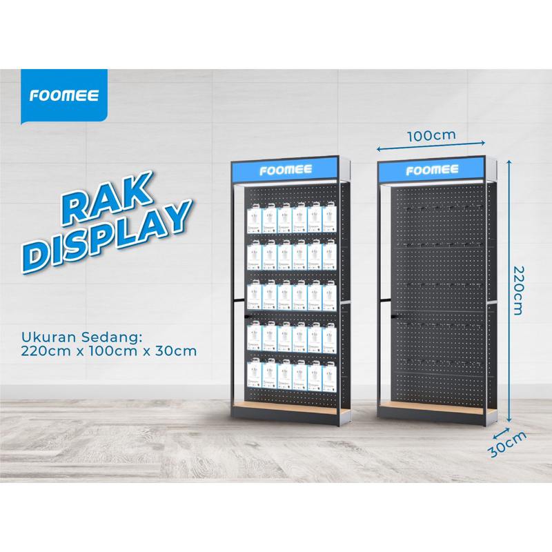 RAK DISPLAY AKSESORIS FOOMEE UKURAN SEDANG 220x100x30