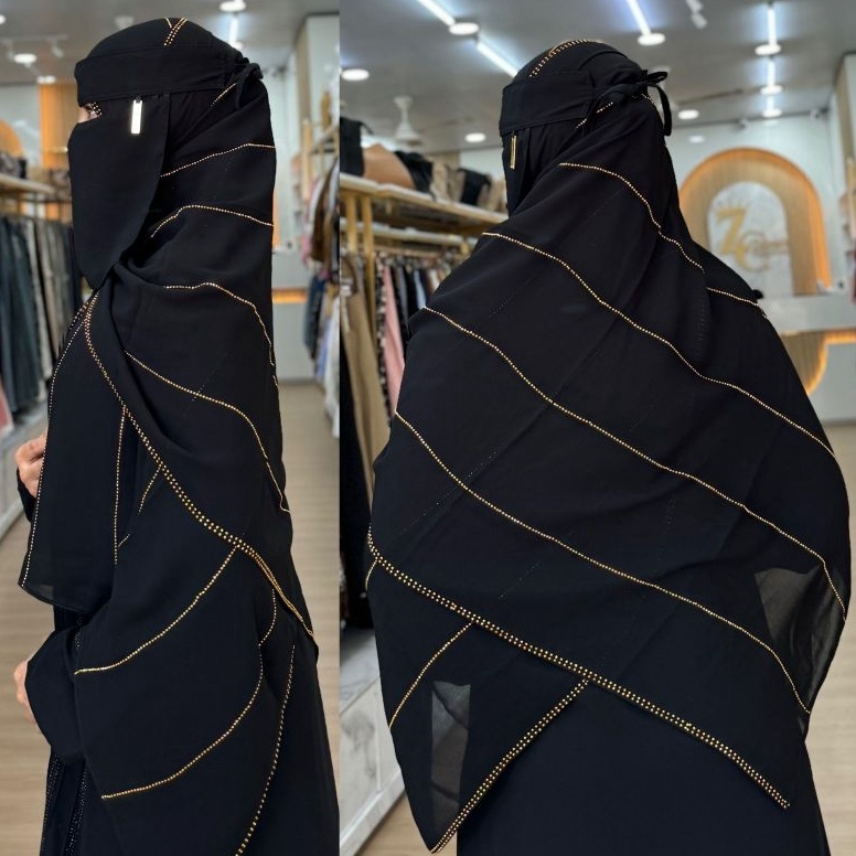 Instan kerudung pashmina hitam matamata zainab collection