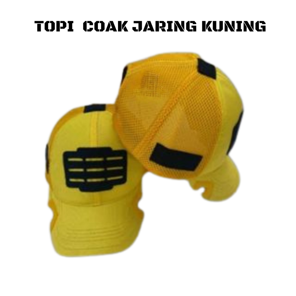 TERMURAH TOPI PRIA /WANITA COAK JARING VELCRO WARNA KUNING PAMEN PAMA PATI POLOS COD