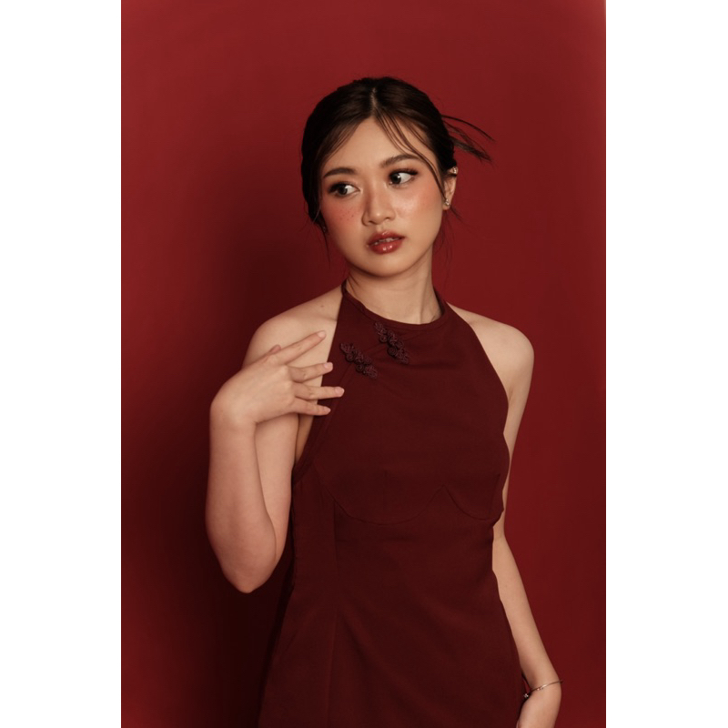 TripleV.label | Lyla Set in Maroon | Atasan Sleeveless Wanita | Celana Panjang Wanita