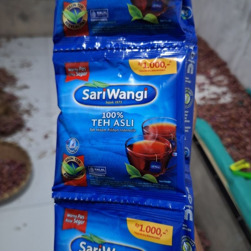 

Teh Sariwangi sachet renteng asli 100% per 5 sachet isi 4 kantong teh celup x 5 sachet