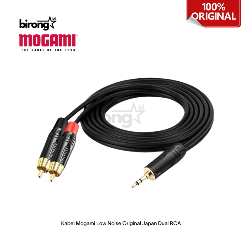 Kabel AUX Input HP Laptop 1 Meter Original Mogami Dual RCA to Jack 3.5 Streo