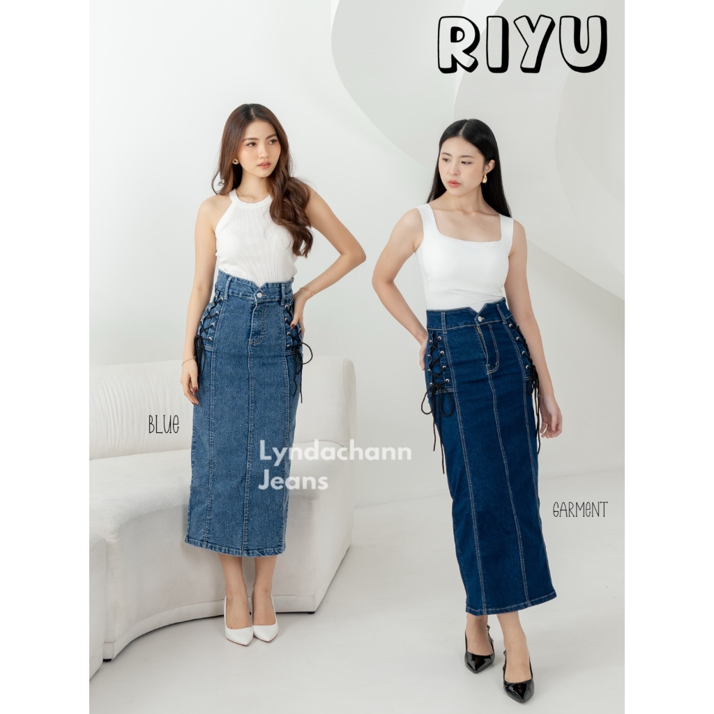 LYNDACHANN - Riyu Rok Jeans Tali Panjang Bawahan Wanita Premium