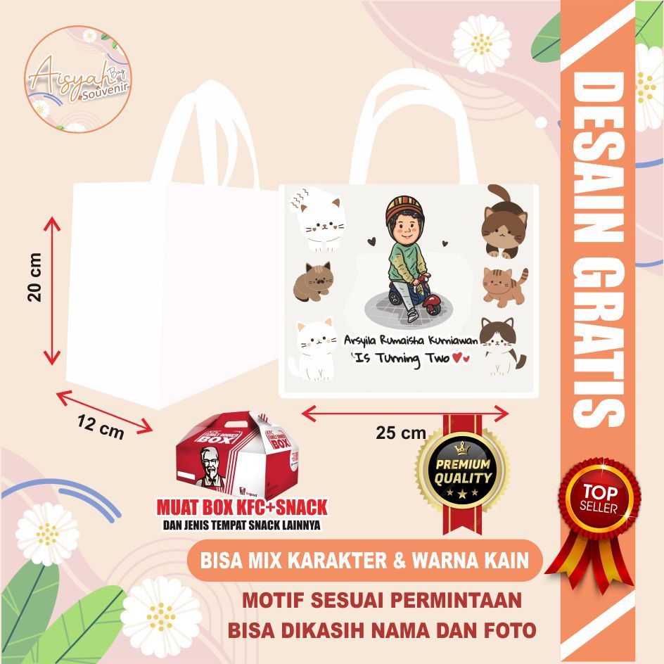 

tas ulang tahun cat tas ulang tahun tema kucing tas ultah cat tas ultah kucing merry cat goodie bag ultah kucing tema kucing cat