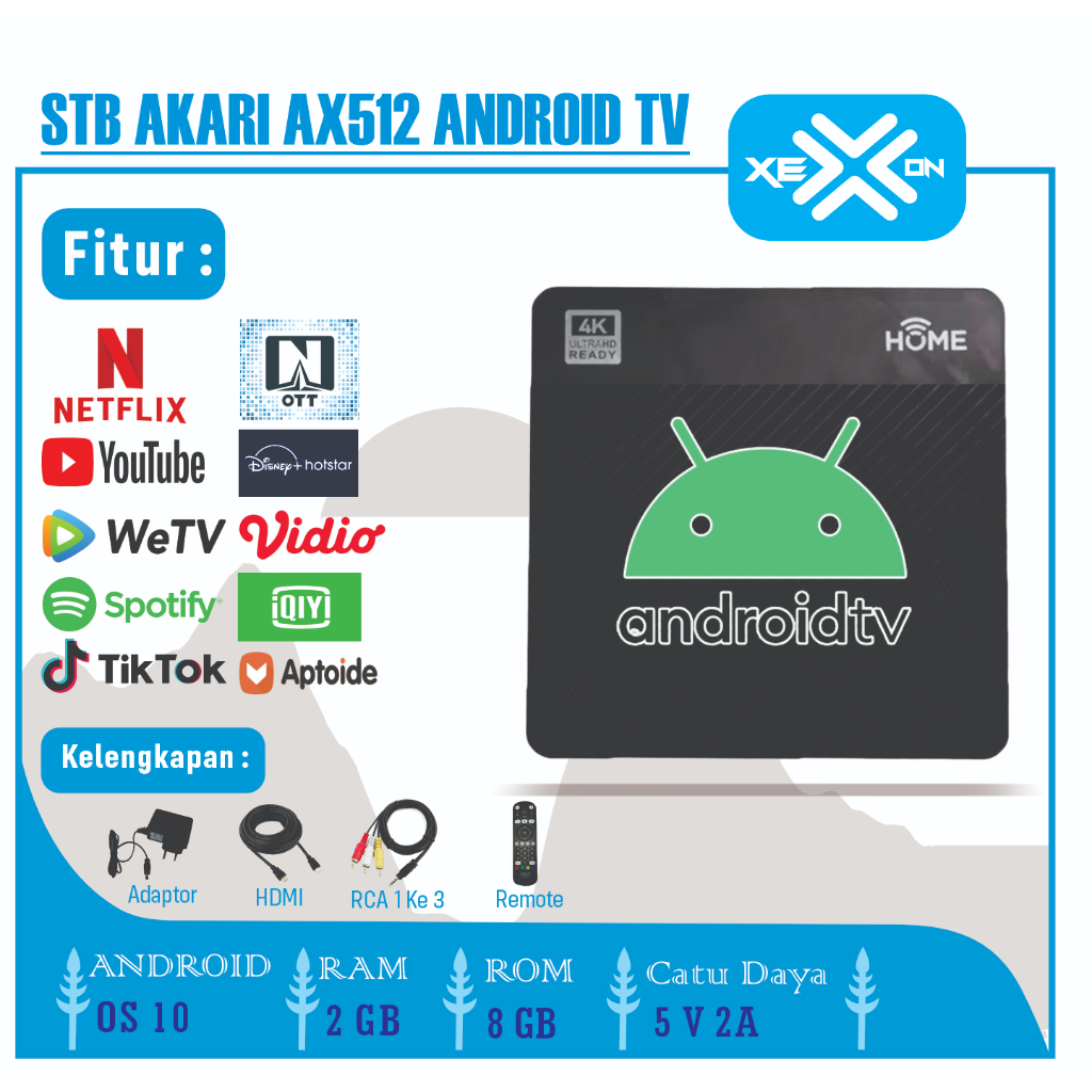 STB AKARI AX512 Android TV Support Remote Voice