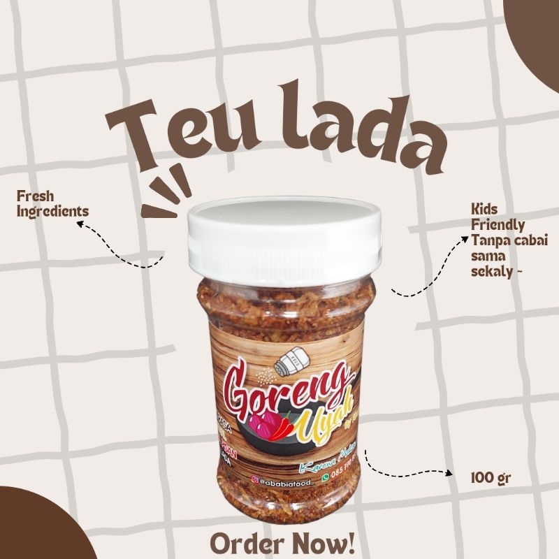 

Goreng uyah TEU LADA ( tidak pedas ) by ababiafood kemasan jar 100 gram/sambal tabur/ bawang pedas/sambal pedas