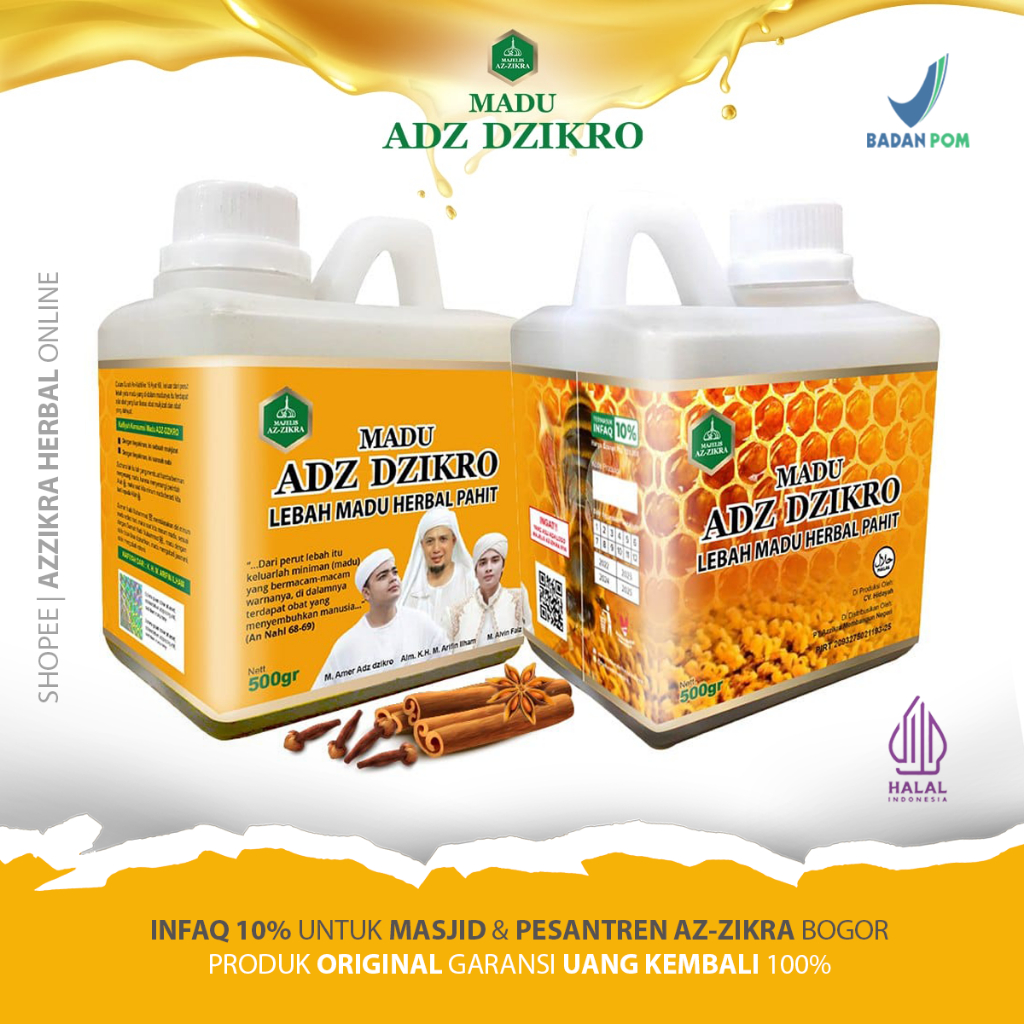 

Madu Adz Dzikro Hutan Herbal Hitam Pahit Super Original Asli 100% 500 gr