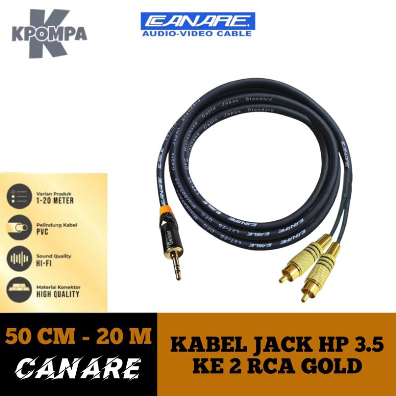 Kabel Jack AUX 3.5 ke 2 RCA Gold/Jack Hp Ke mixer/Kabel Audio