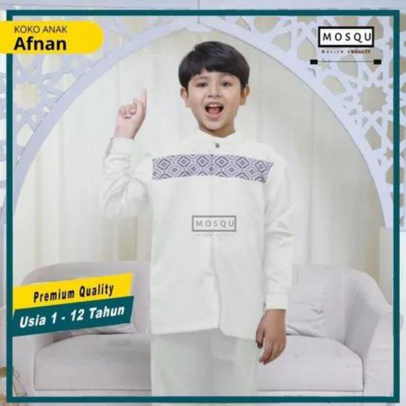 Baju Koko Anak Lengan Panjang Motif Etnik Model AFNAN