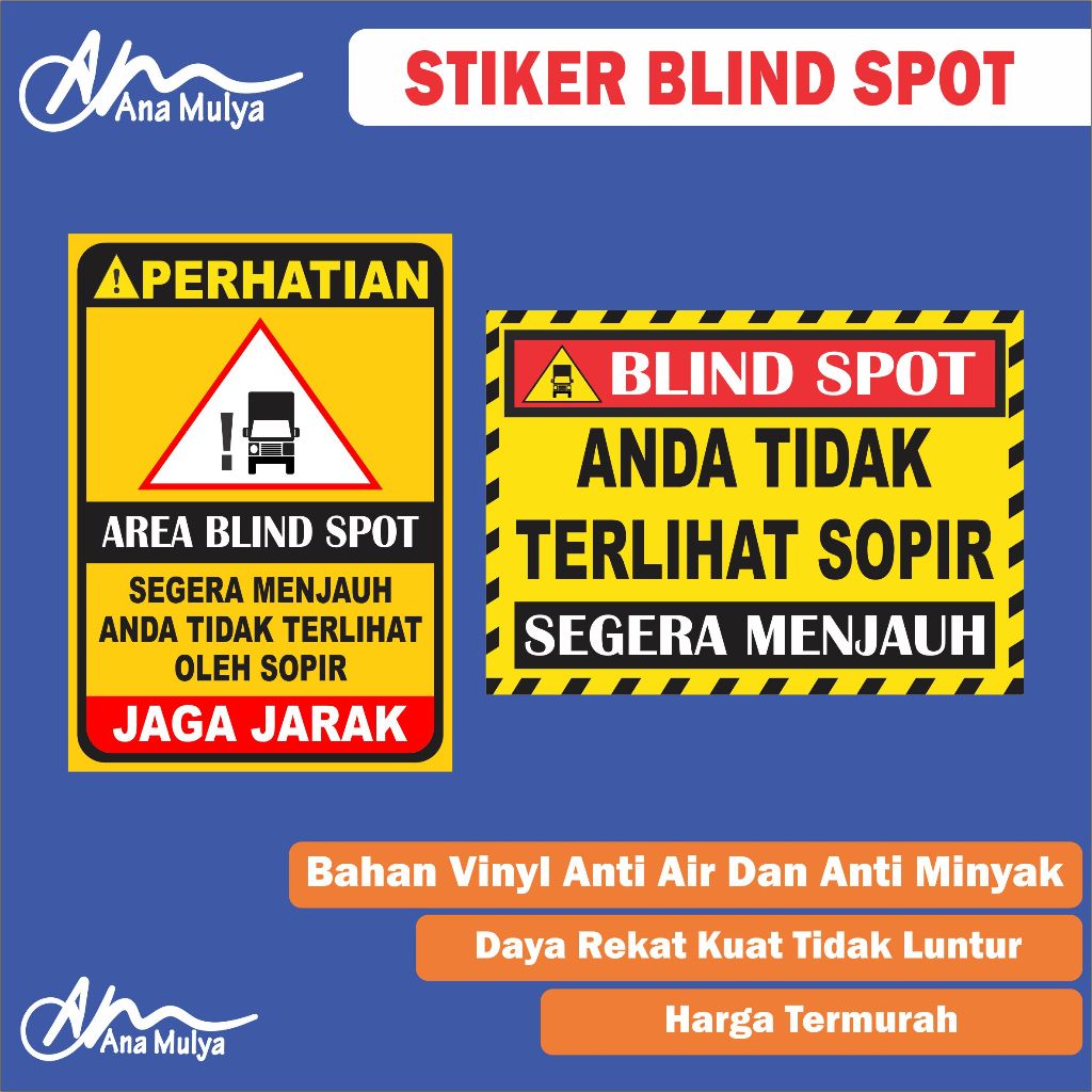 Sticker Vinyl Ana Mulya Stiker Blind Spot Area / Stiker Area Titik Buta / Stiker Blind Spot / Stiker