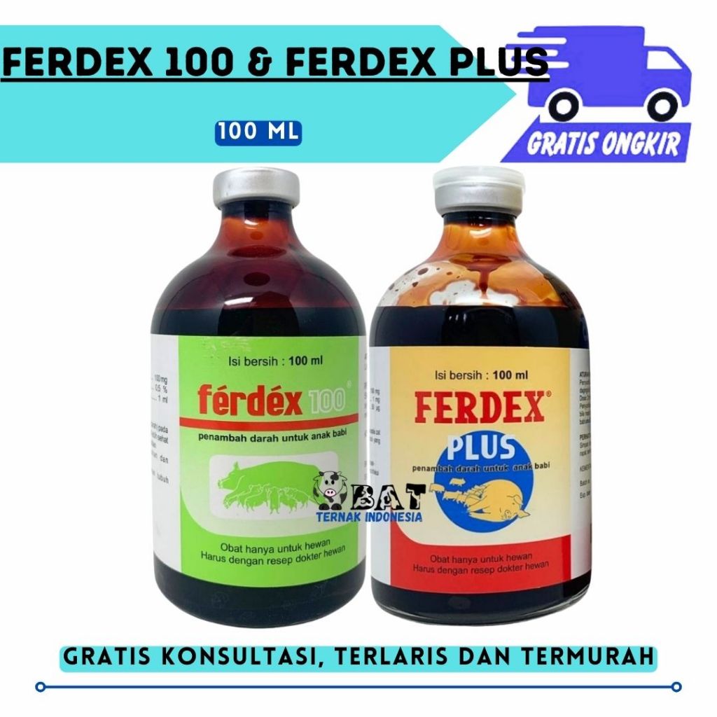 FERDEX 100 ml & FERDEX PLUS 100 ml - Penambah Darah Anak Babi Zat Besi Hewan Ternak Penguat Stamina