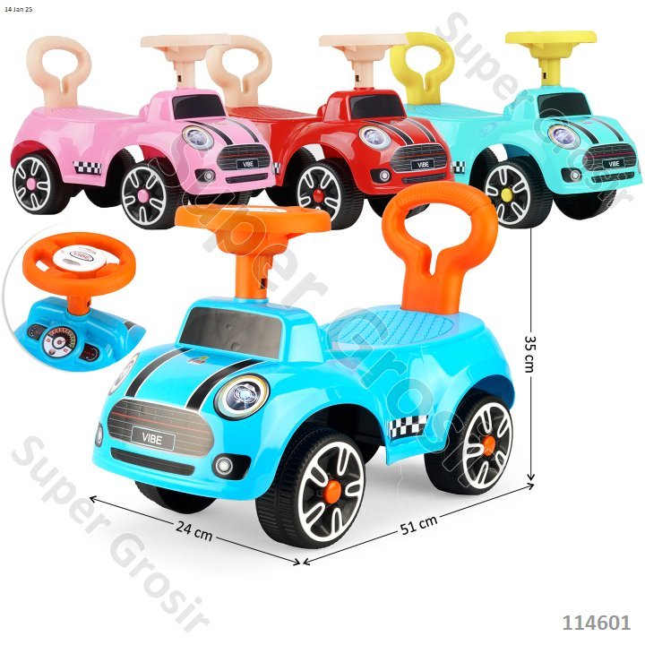 Mainan Anak Tunggangan Dorong_Mainan Mobil Dinaiki_Odong-Odong_Mobil Sedan Mini Cooper_VIBE