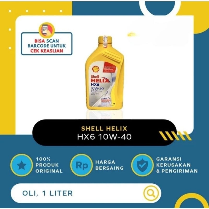 Oli Shell Helix Hx6 10w-40 Kemasan 1liter Oli mobil Hx6 10w-40