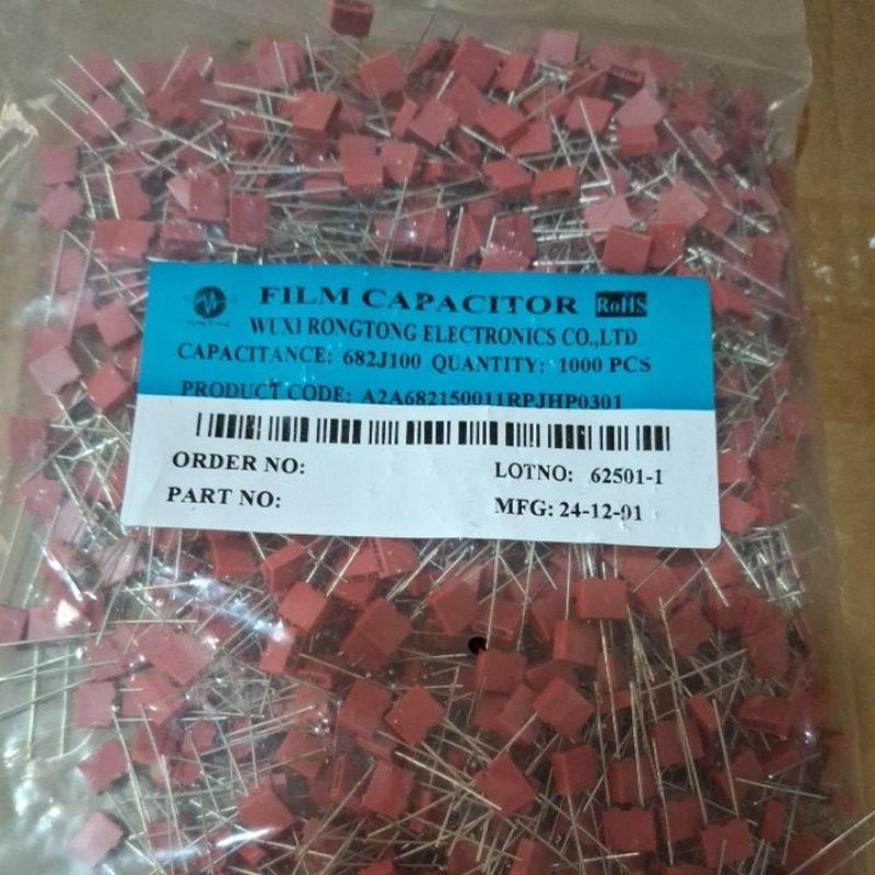 1.000 pcs kapasitor mkm 682 warna merah capacitor 6.8N