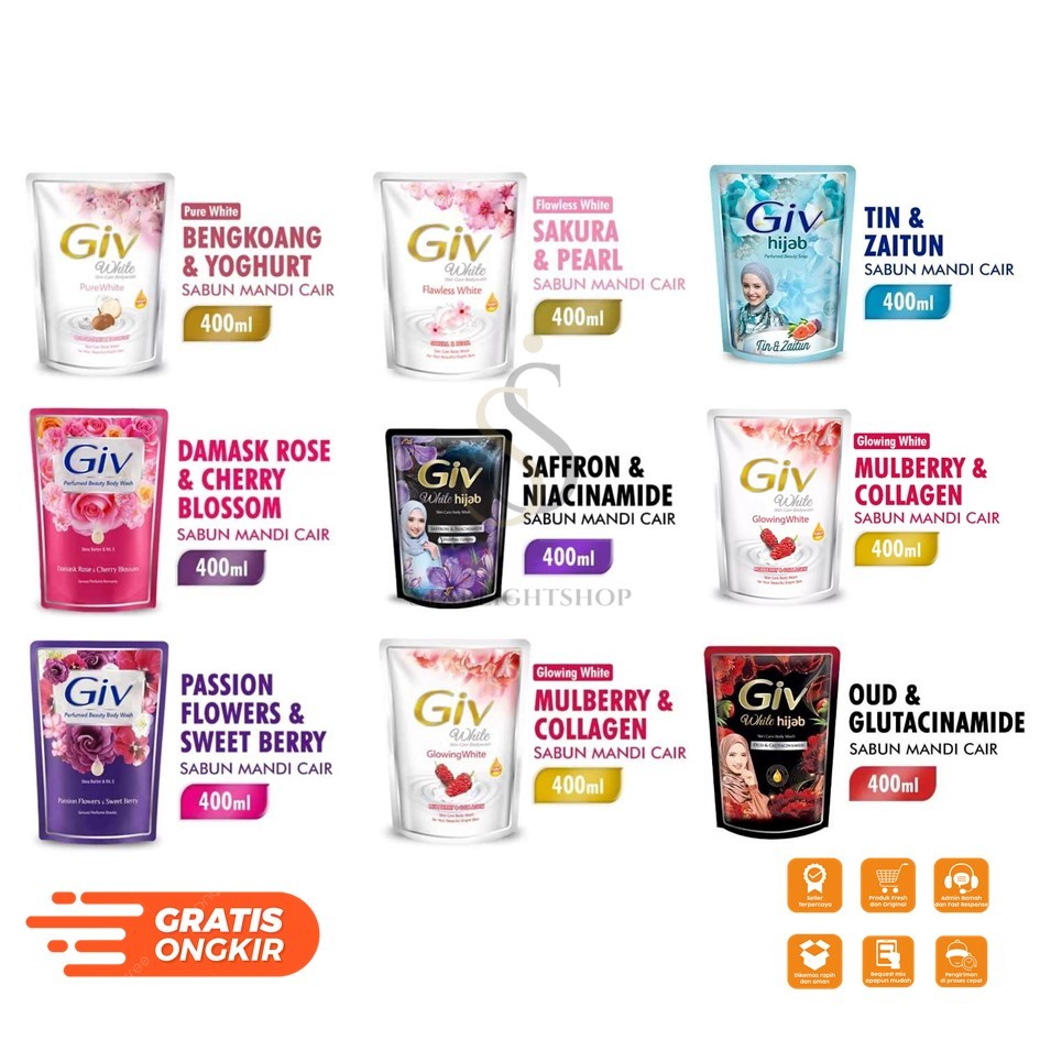 Sabun Mandi Cair GIV 400 ML / Giv Body Wash Sabun Mandi Cair Refill 400 ml / 250 ml