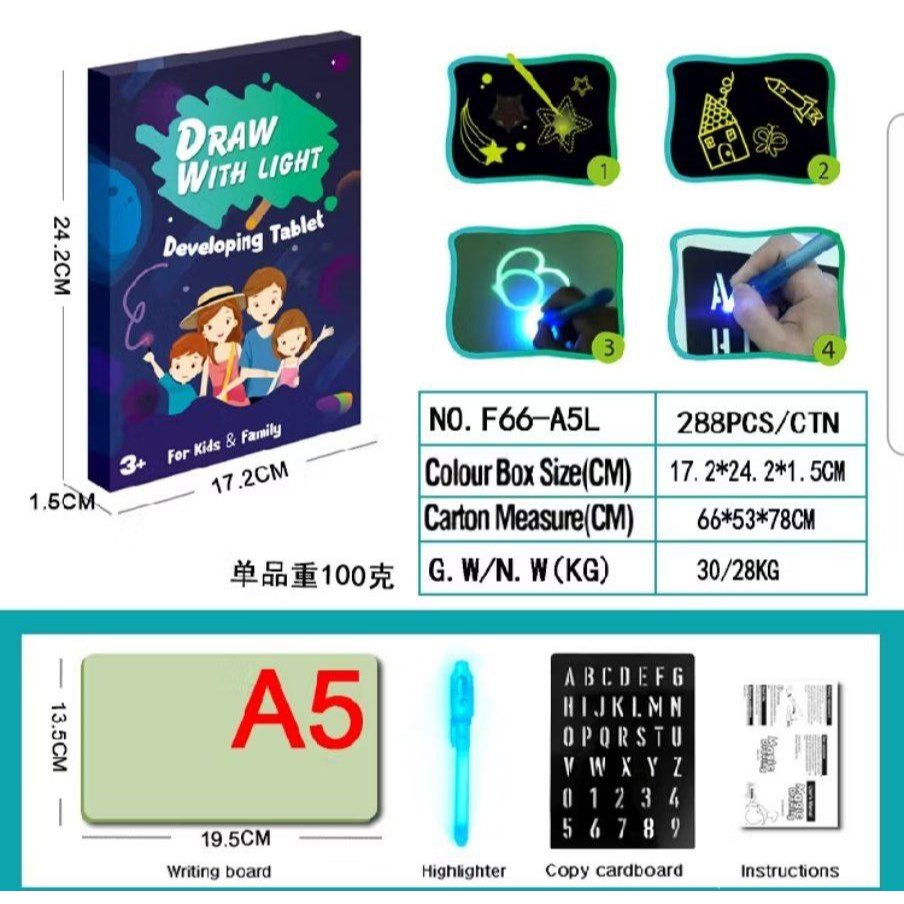 Edukasi Drawing Board Light papan Tulis LED