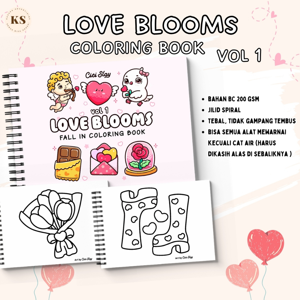 

LOVE BLOOMS Coloring Book Vol 1 Cozy Book Adult Buku Mewarnai Remaja Dewasa Spiral Kertas Tebal