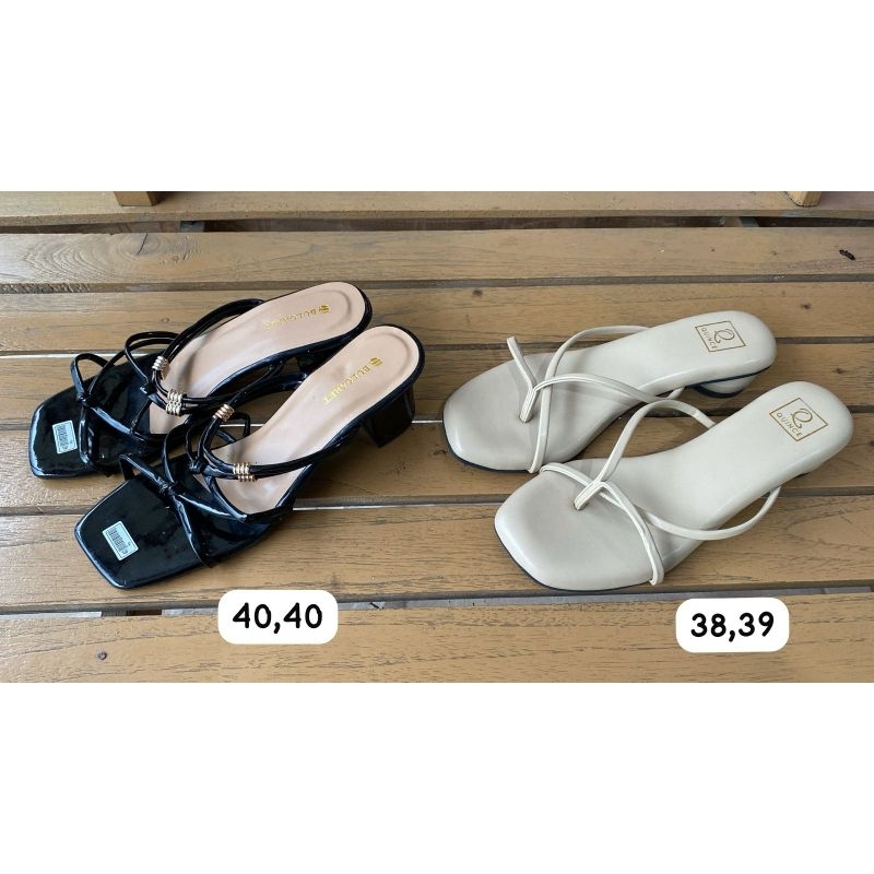 Sandal Hak Tinggi Wanita Warna Hitam dan Putih