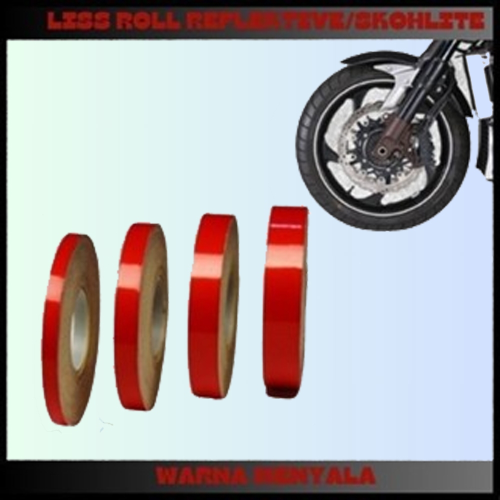 Sticker Stiker Sticker List Velg Roll Gulung Motor Mobil variasi Stiker Vlag Motor Merah