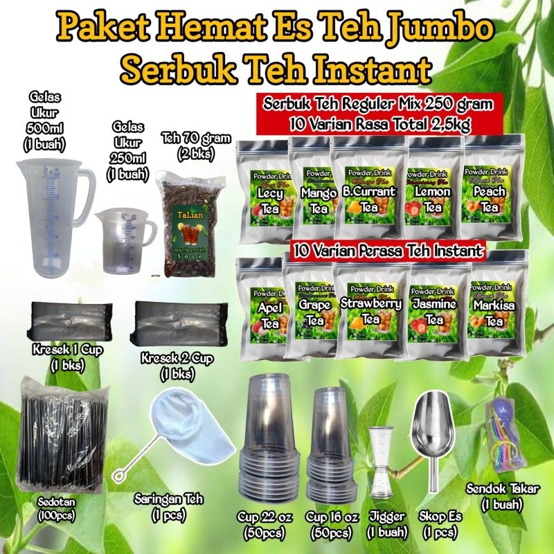 Paket Jualan Es Teh Jumbo + Perasa 100 Porsi Paket Usaha Es Teh Viral