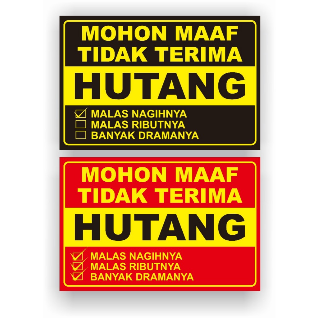 

Sticker dilarang hutang