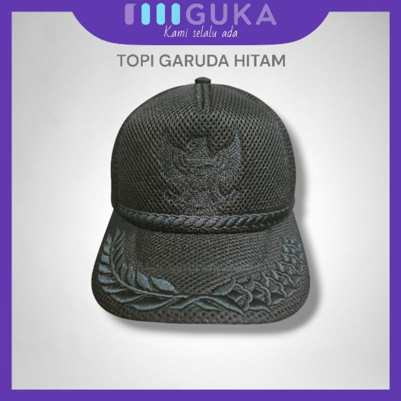 topi jaring GARUDA padi kapas hitam