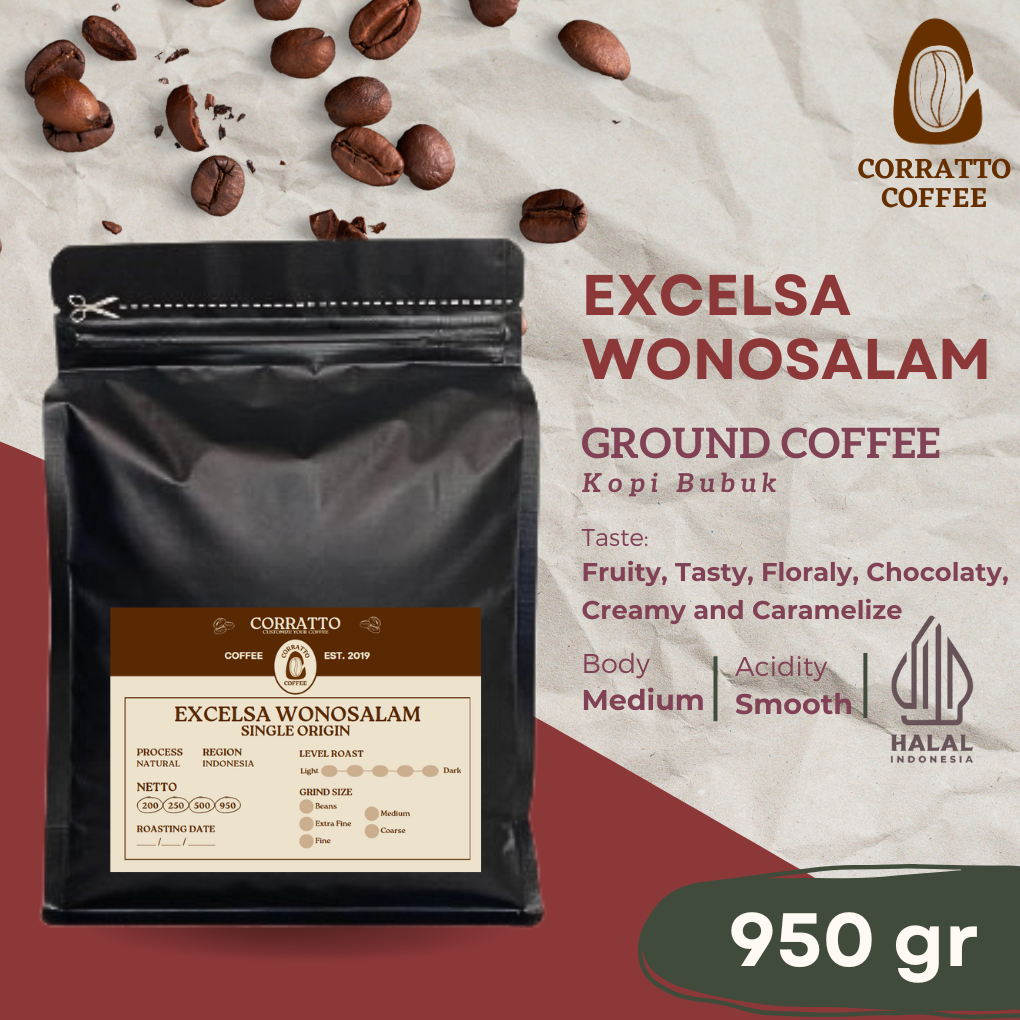 

Bubuk Kopi Excelsa Wonosalam 950 gram Corratto Coffee