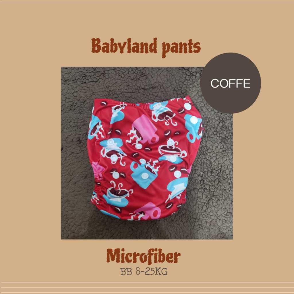 Paket Clodi Babyland Pants Motif coffe + 2 insert microfiber untuk BB 8-25 KG (Celana Clodi)