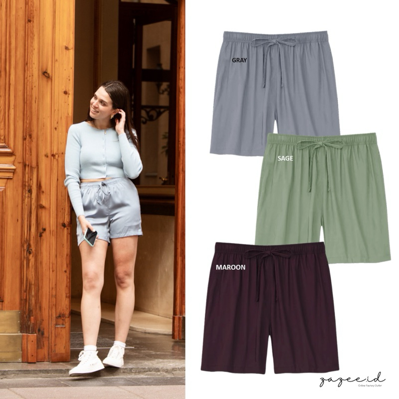 Uniqlo Women Relaco Short Celana Pendek Wanita Relaco Celana Pendek Viscose Santai Celana Pendek Ser