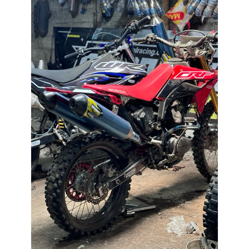 DOUBLE SILINCER MUFFLER DOBEL F4 RADAMEL RACING KNALPOT CEPAT KLX CRF WR